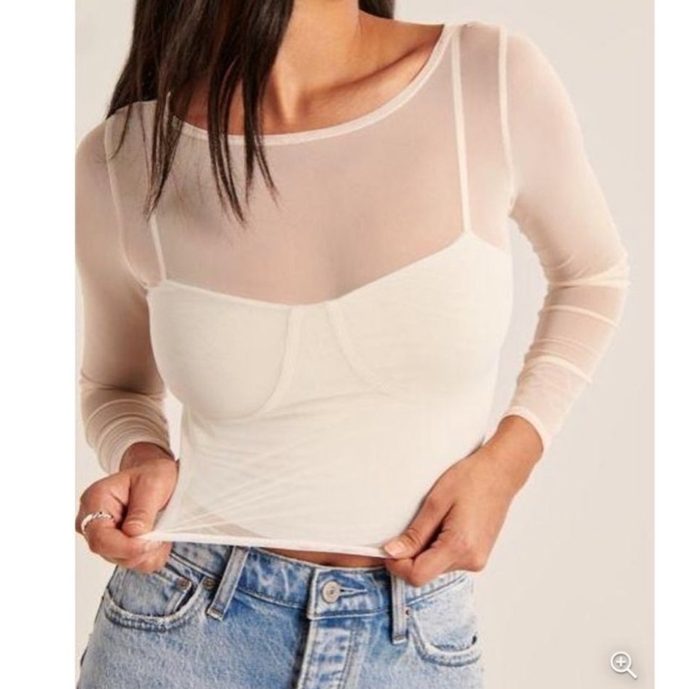 Abercrombie Long-Sleeve Mesh Corset Top NWT Size Small